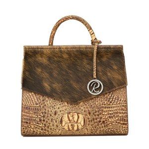 Raviani Brown Brindle Leather Satchel